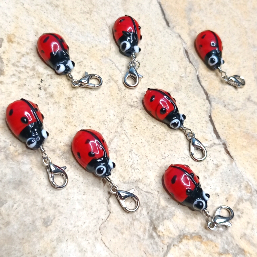 Handmade Glass Ladybug charm lamp work glass